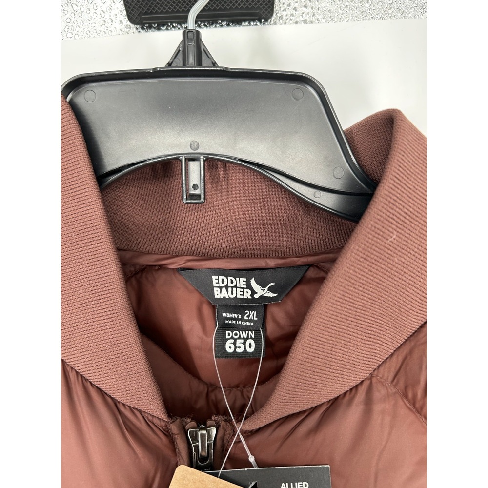 Eddie Bauer Shaw 650 Down Long Puffer Bomber Jacket Womens 2XL Full Zip Up Coat - Picture 6 of 9